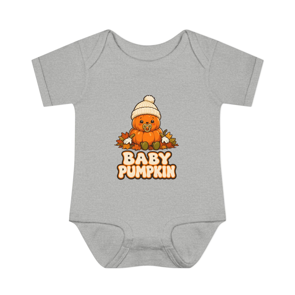 Baby Pumpkin First Halloween Baby Bodysuit in Heather, front