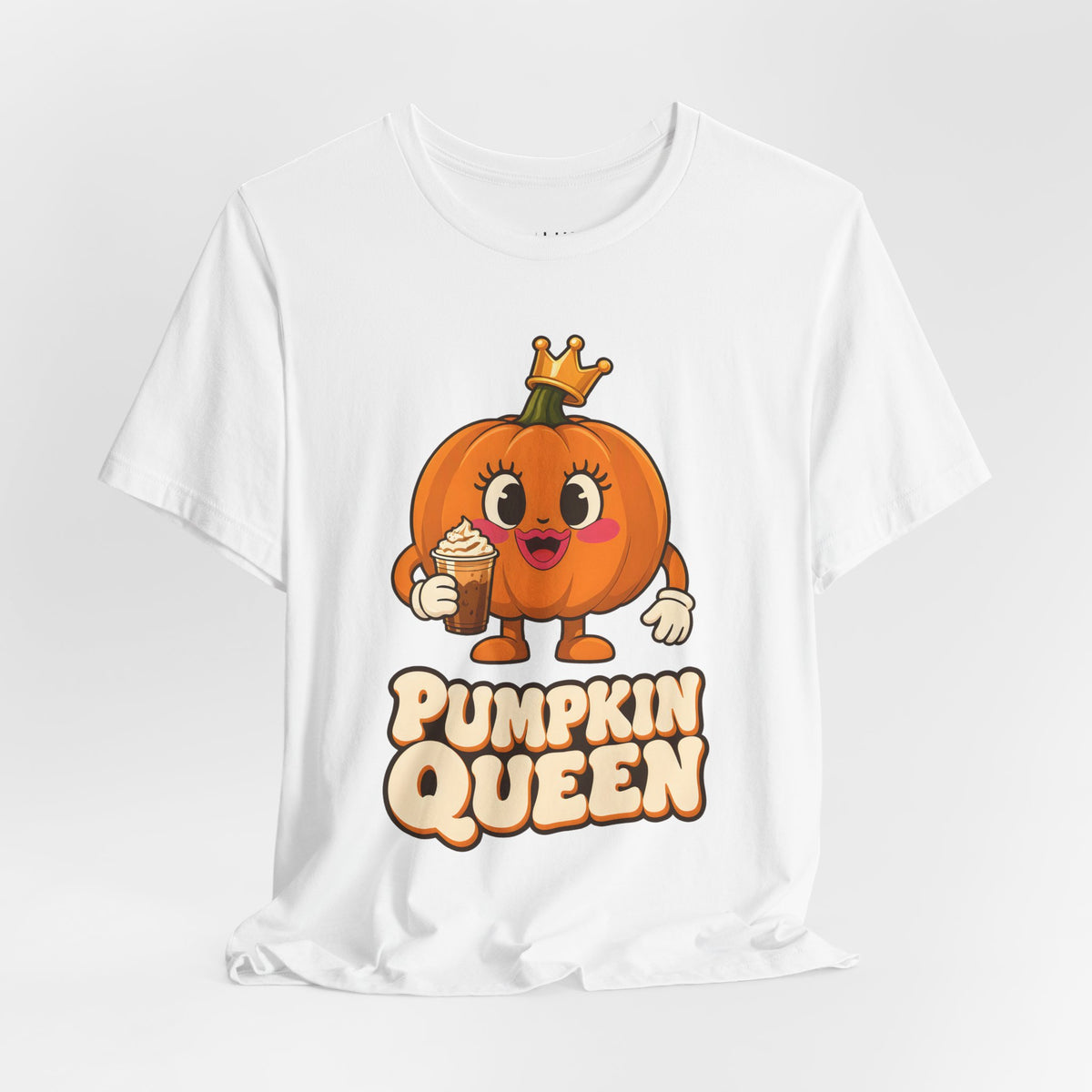 Pumpkin Queen Pumpkin Spice Halloween T-Shirt for Adults in White, front