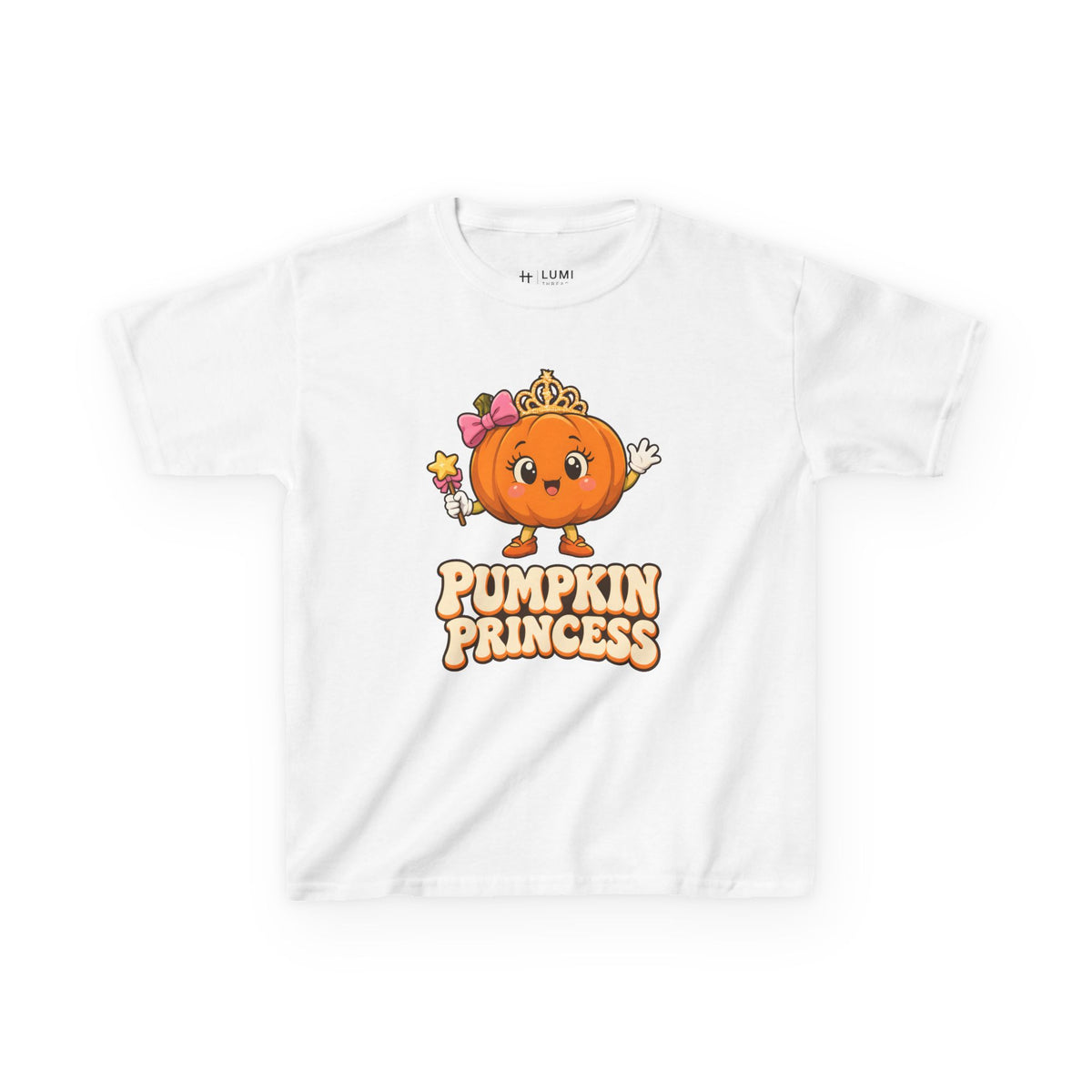 Pumpkin Princess Kids Halloween T-Shirt in White, front