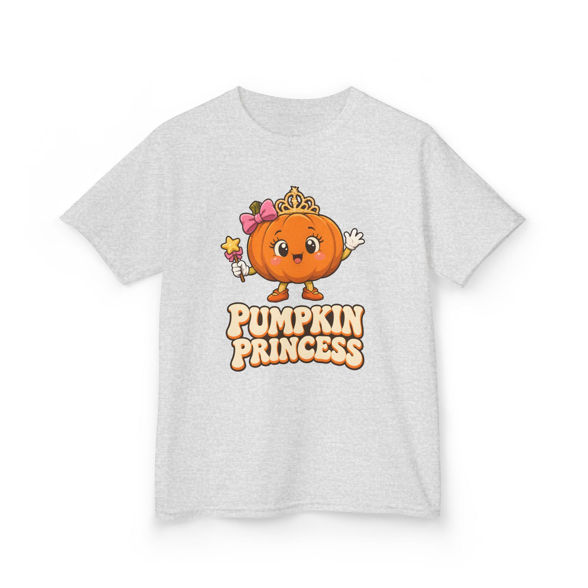Pumpkin Princess Kids Halloween T-Shirt in Ash, front
