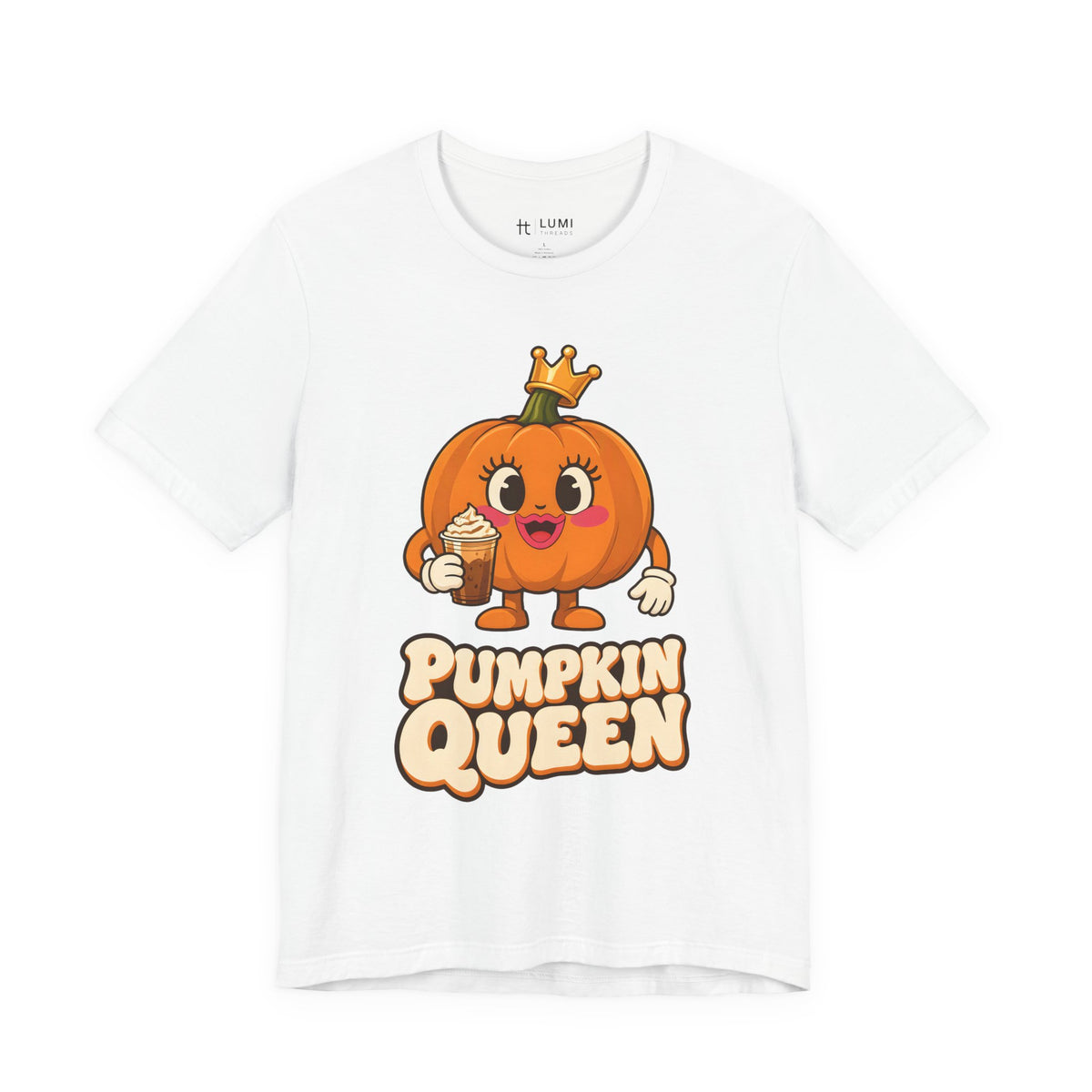 Pumpkin Queen Pumpkin Spice Halloween T-Shirt for Adults in White, front