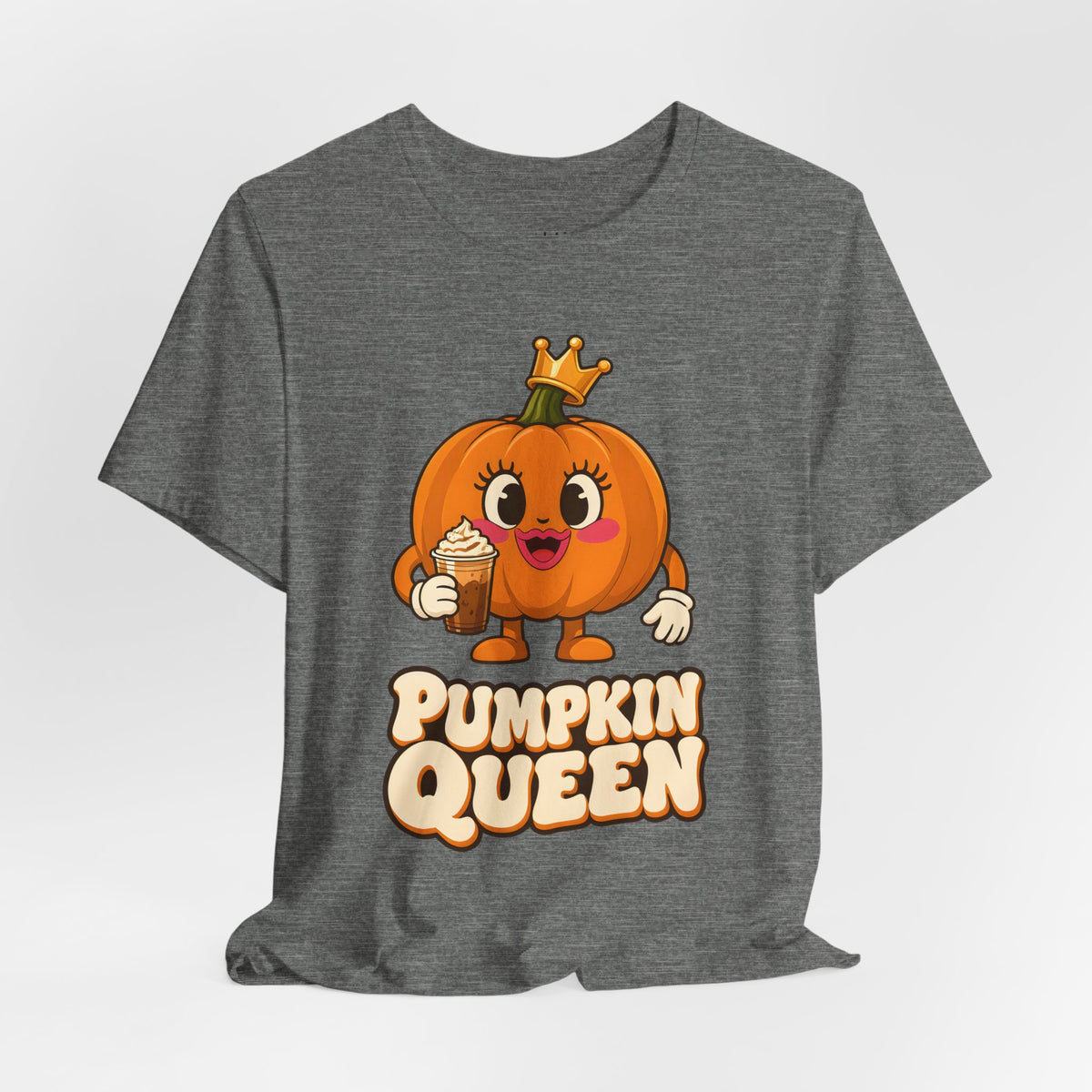 Pumpkin Queen Pumpkin Spice Halloween T-Shirt for Adults in Deep Heather, front