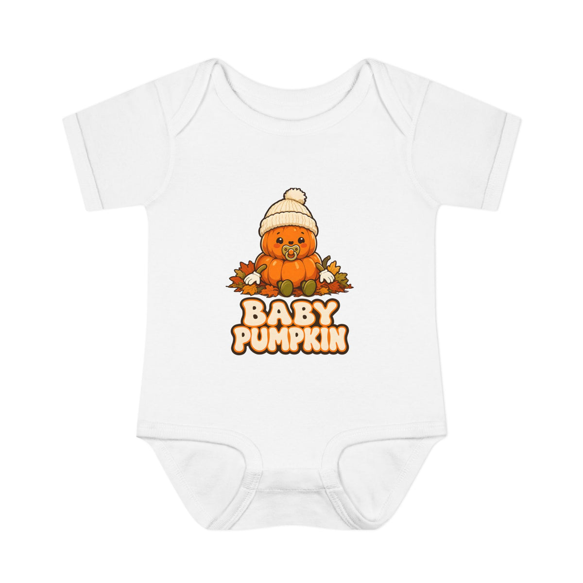 Baby Pumpkin First Halloween Baby Bodysuit in White, front
