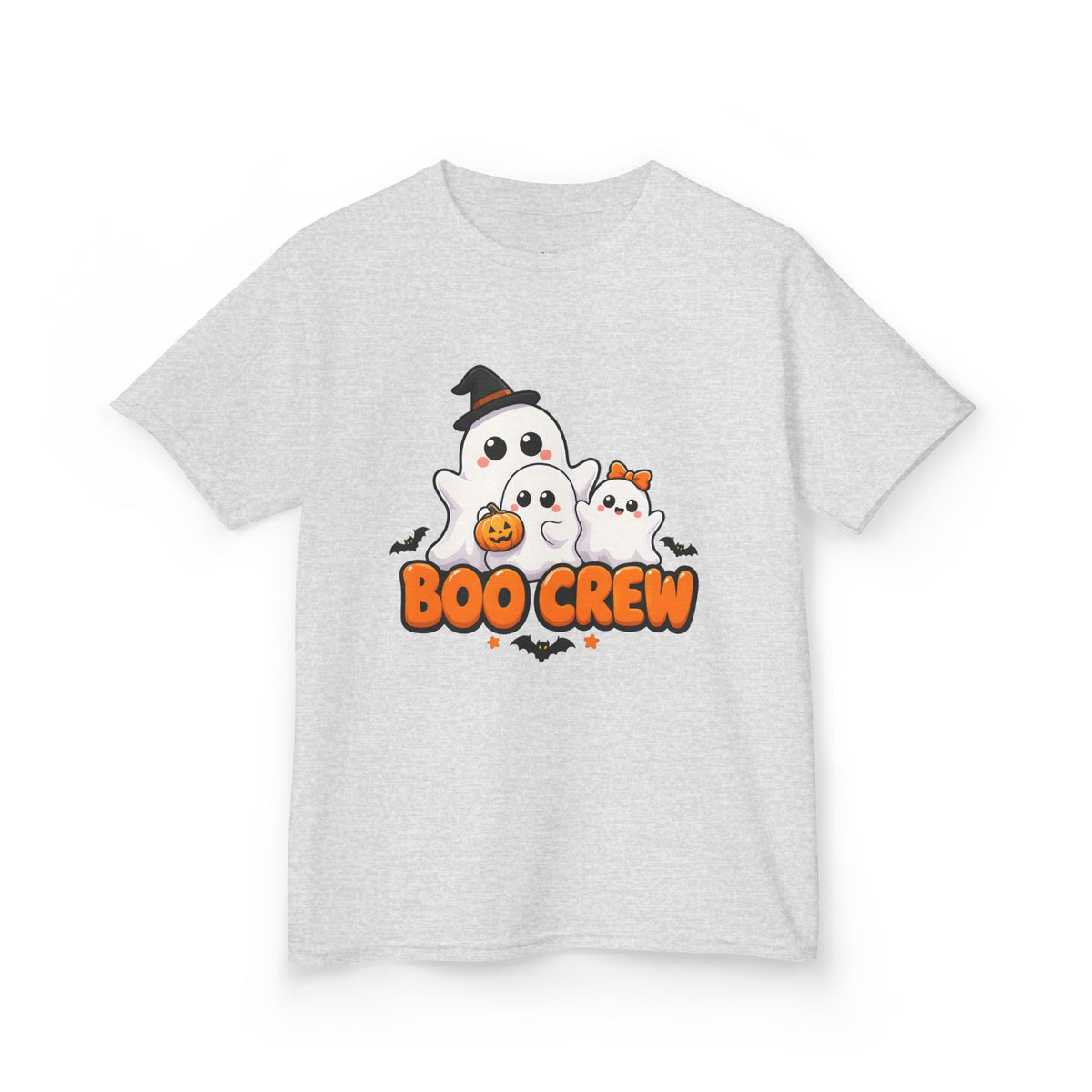 Boo Crew Cute Ghost Kids Halloween T-Shirt in Ash, front