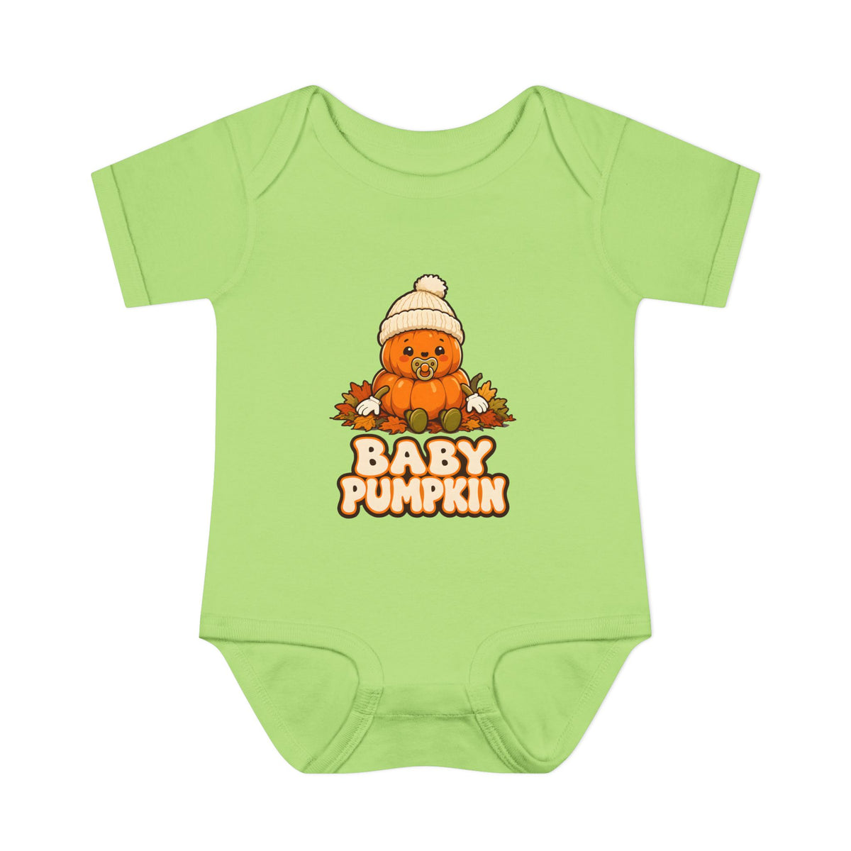 Baby Pumpkin First Halloween Baby Bodysuit in Key Lime, front
