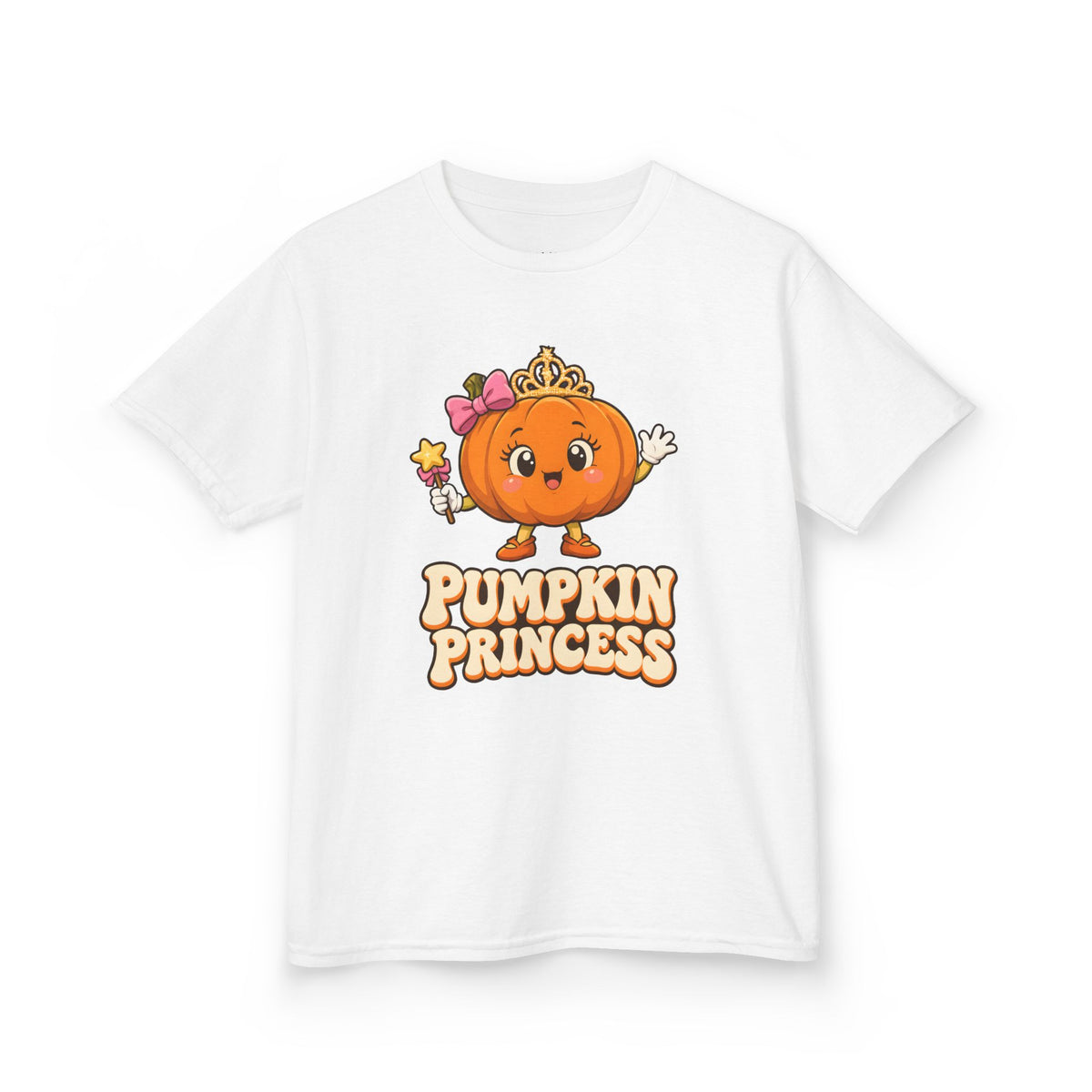Pumpkin Princess Kids Halloween T-Shirt in White, front
